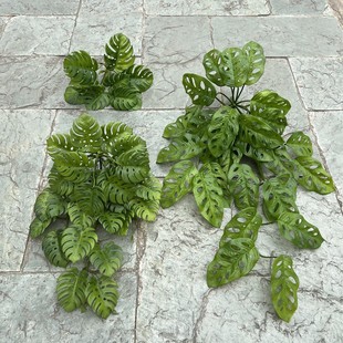 婚庆仿真龟背叶壁挂园林景观软装仙洞龟背叶壁挂婚庆花艺假花假叶