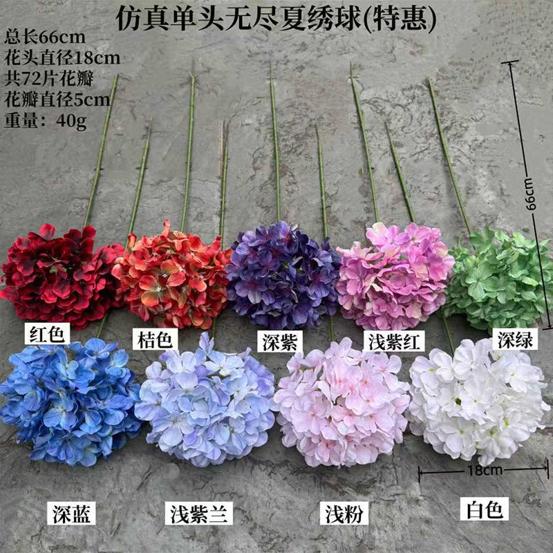 婚庆仿真绣球花 单头无尽夏绣球白色婚礼堂路引花排插花软装假花