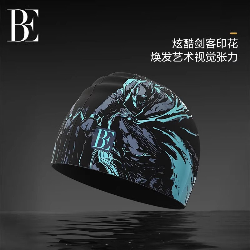 BE范德安新款男士泳帽防脱落防水竞技高弹泳帽男款不勒头减少阻力