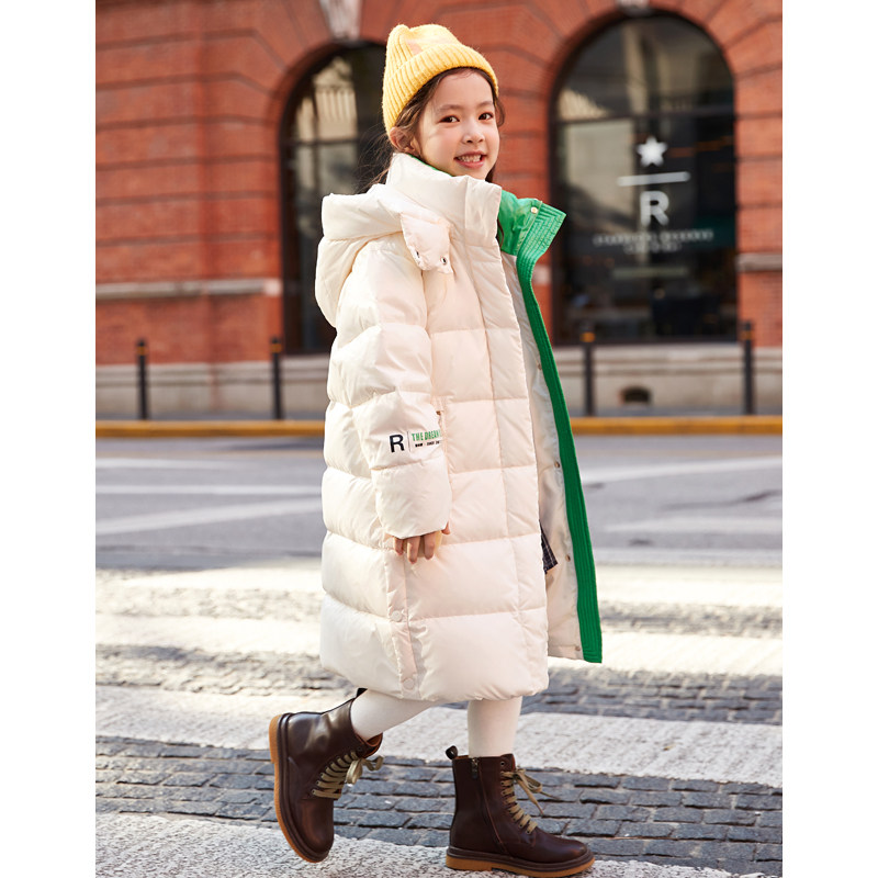 儿童羽绒服女童巴拉巴拉大童装2021新款洋气加厚韩版外套长款过膝