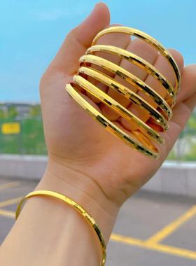 马赛克手镯女款时尚金店同款锡金防真黄金沙金厚镀18K高货不掉色