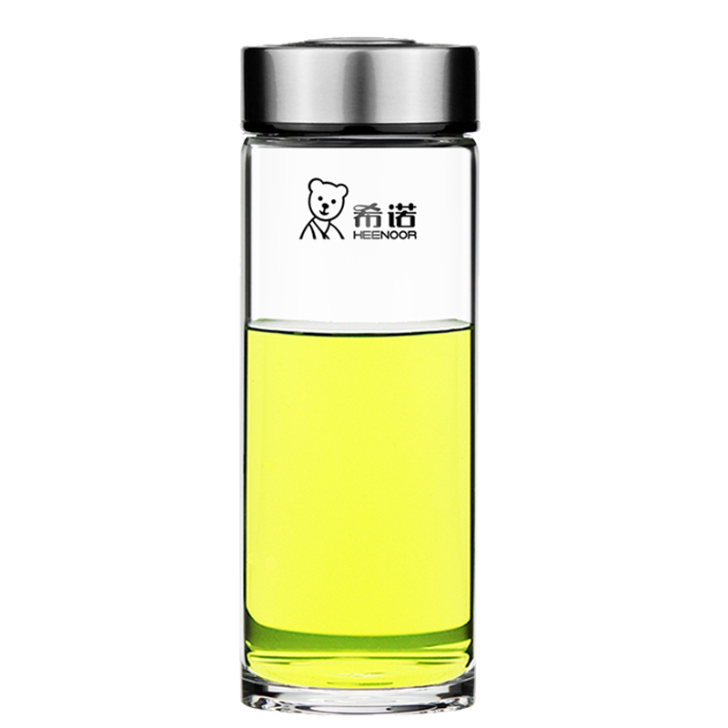 希诺单层玻璃泡茶杯带滤网茶男女小号便携水杯官方旗舰店官网正品