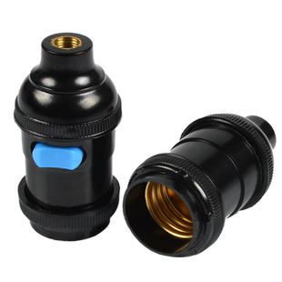 机床工作灯头带开关 E27螺口车床专用管接灯口全铜芯加厚悬吊灯座