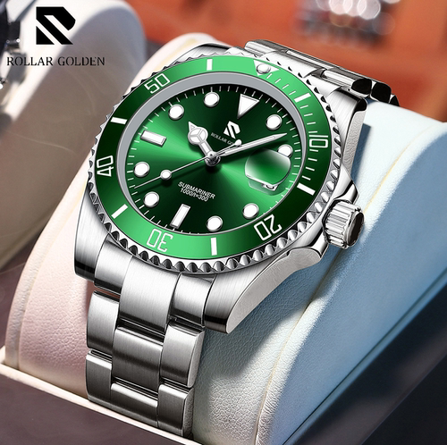 ROLLAR GOLDEN罗拉戈顿绿水鬼手表男士全自动防水机械腕表bb