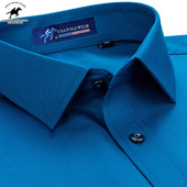 衬衫 男2025春季 商务休闲男装 犸球保罗长袖 中青年男士 宝蓝色潮衬衣