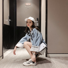 宽松小个子百搭 牛仔外套女2019年早初秋装 复古港味ins潮上衣韩版