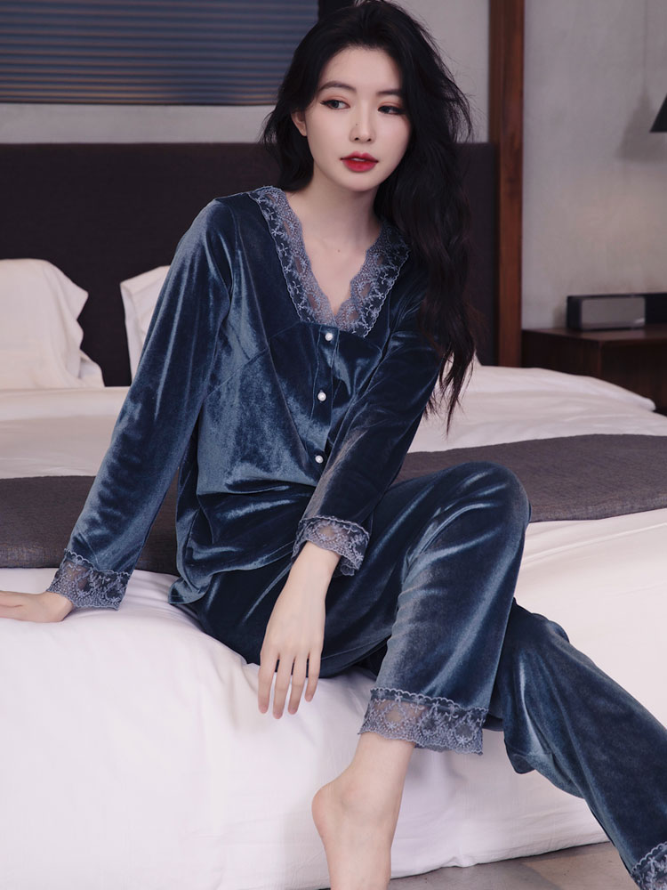 金丝绒家居服女秋冬季家居服