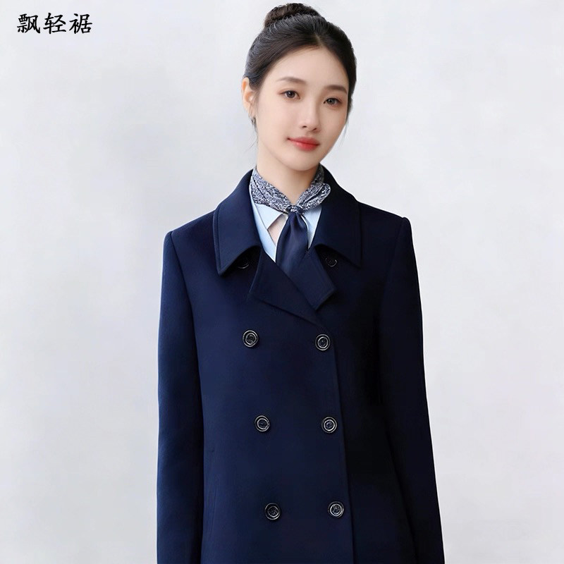 飘轻裾中国移动营业厅工作服工装制服大衣50%羊毛加厚保暖大衣