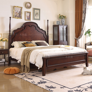 木居盛法式复古实木床安娜床1.8米主卧双人床樱桃木实木双人床