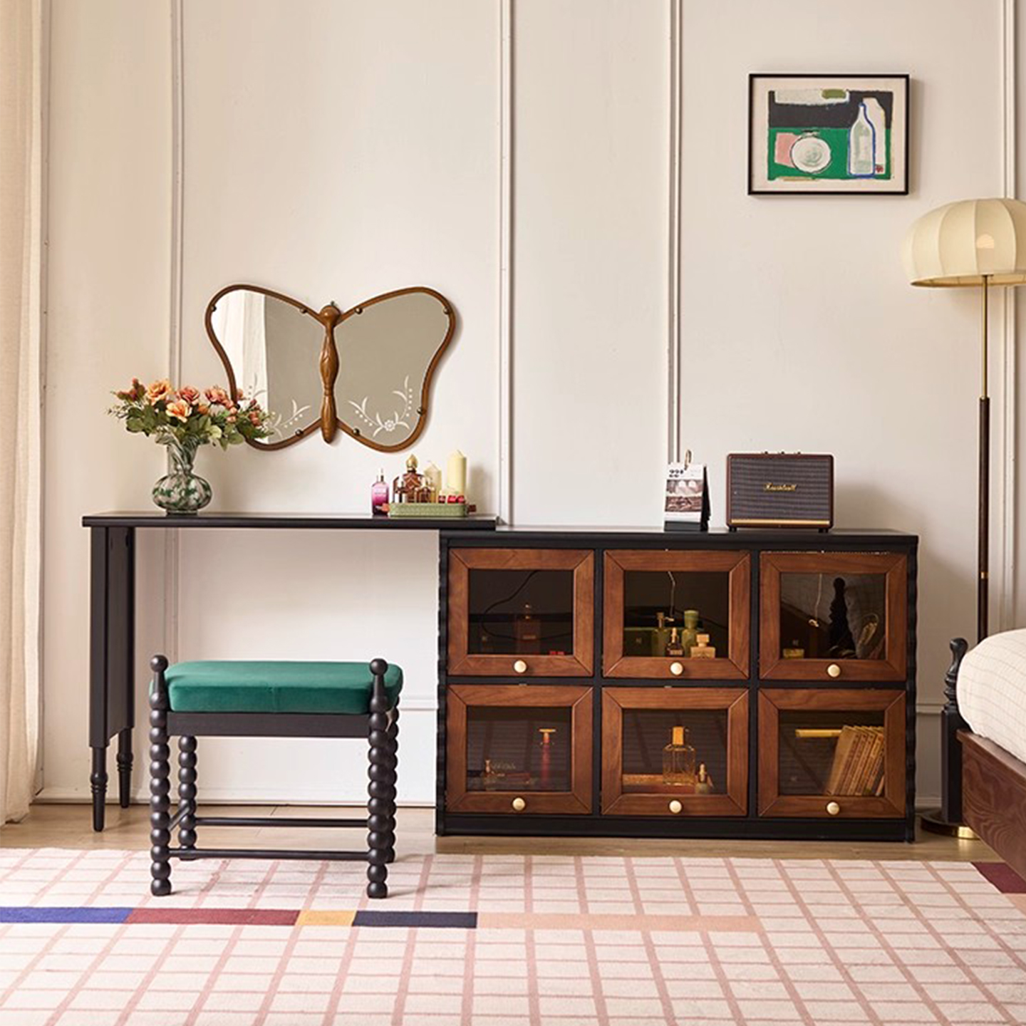 法式中古风卧室梳妆台斗柜一体