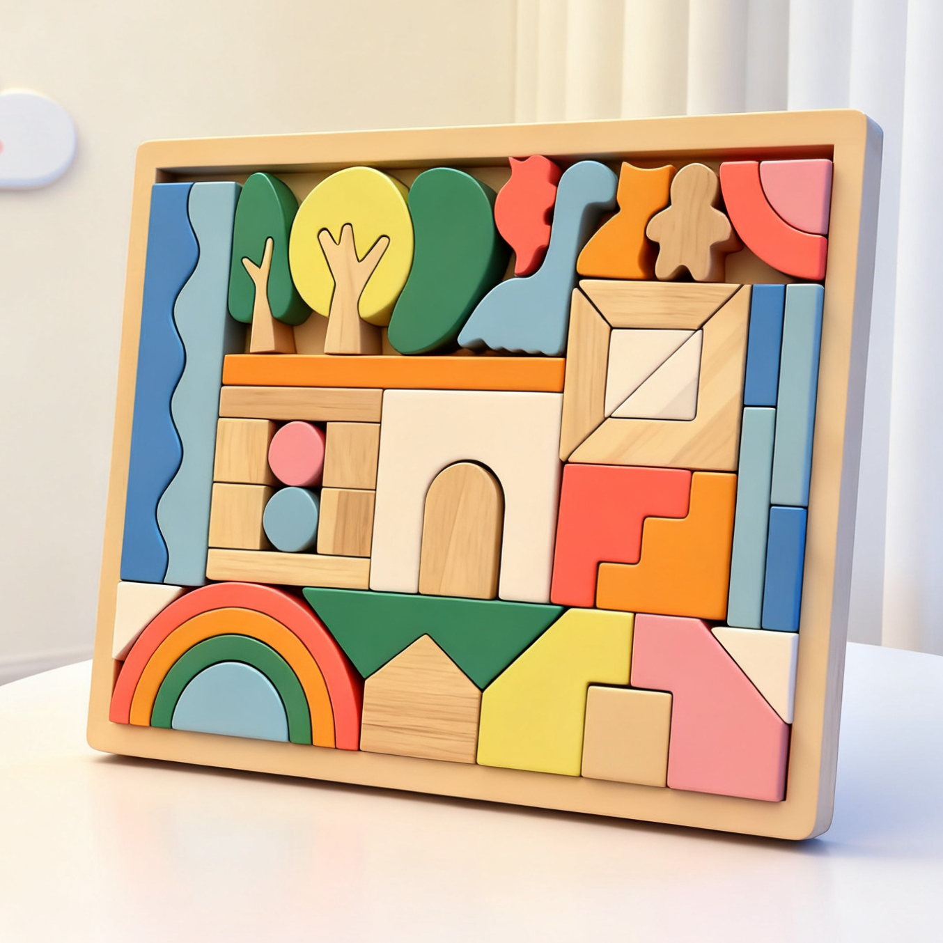 儿童木质积木拼搭积木大颗粒