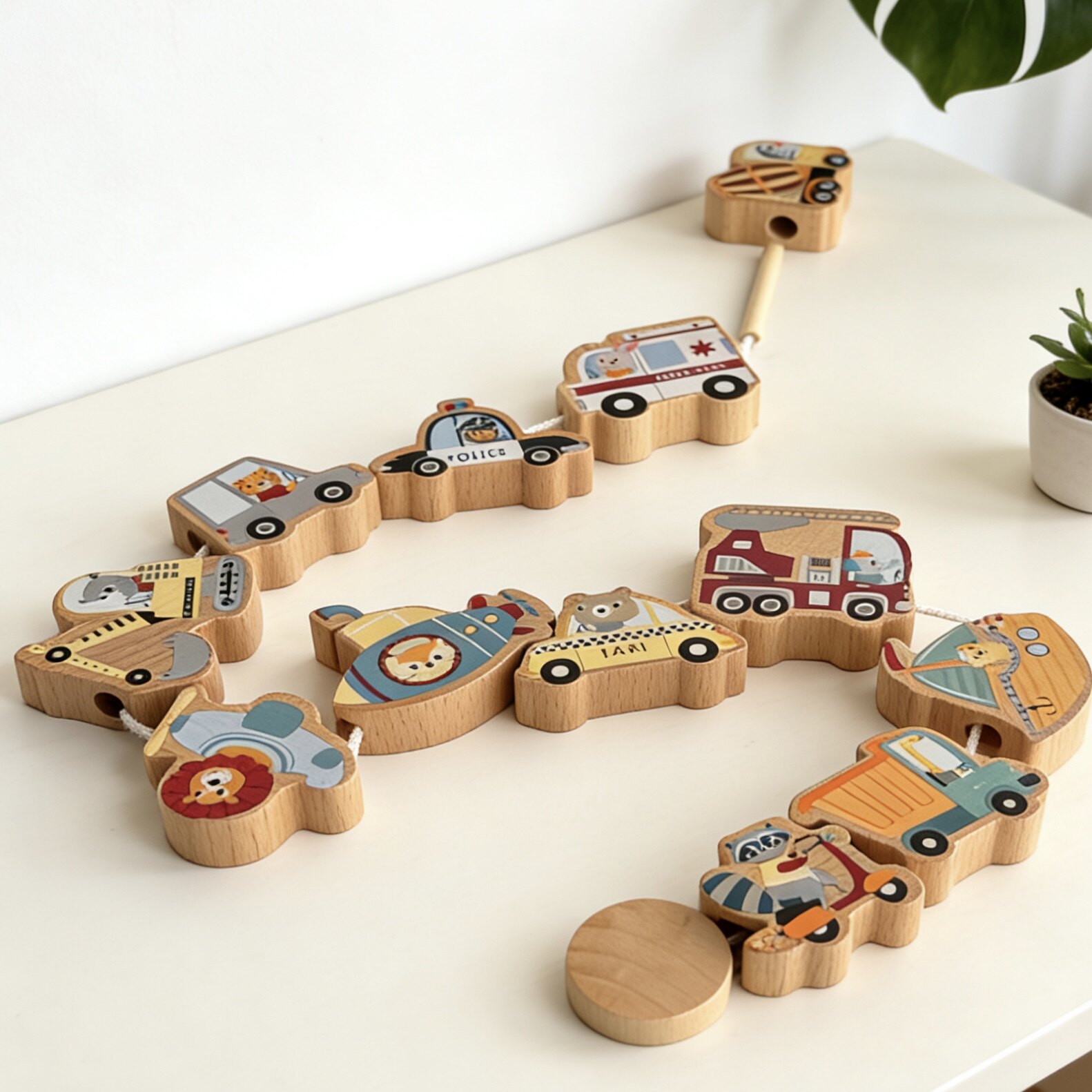 男孩宝宝木制大颗粒积木精细动作训练串珠穿线绳手眼协调儿童玩具