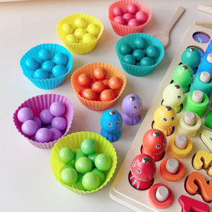 儿童专注力训练玩具夹珠子宝宝学筷子夹球豆子早教智力填色拼图