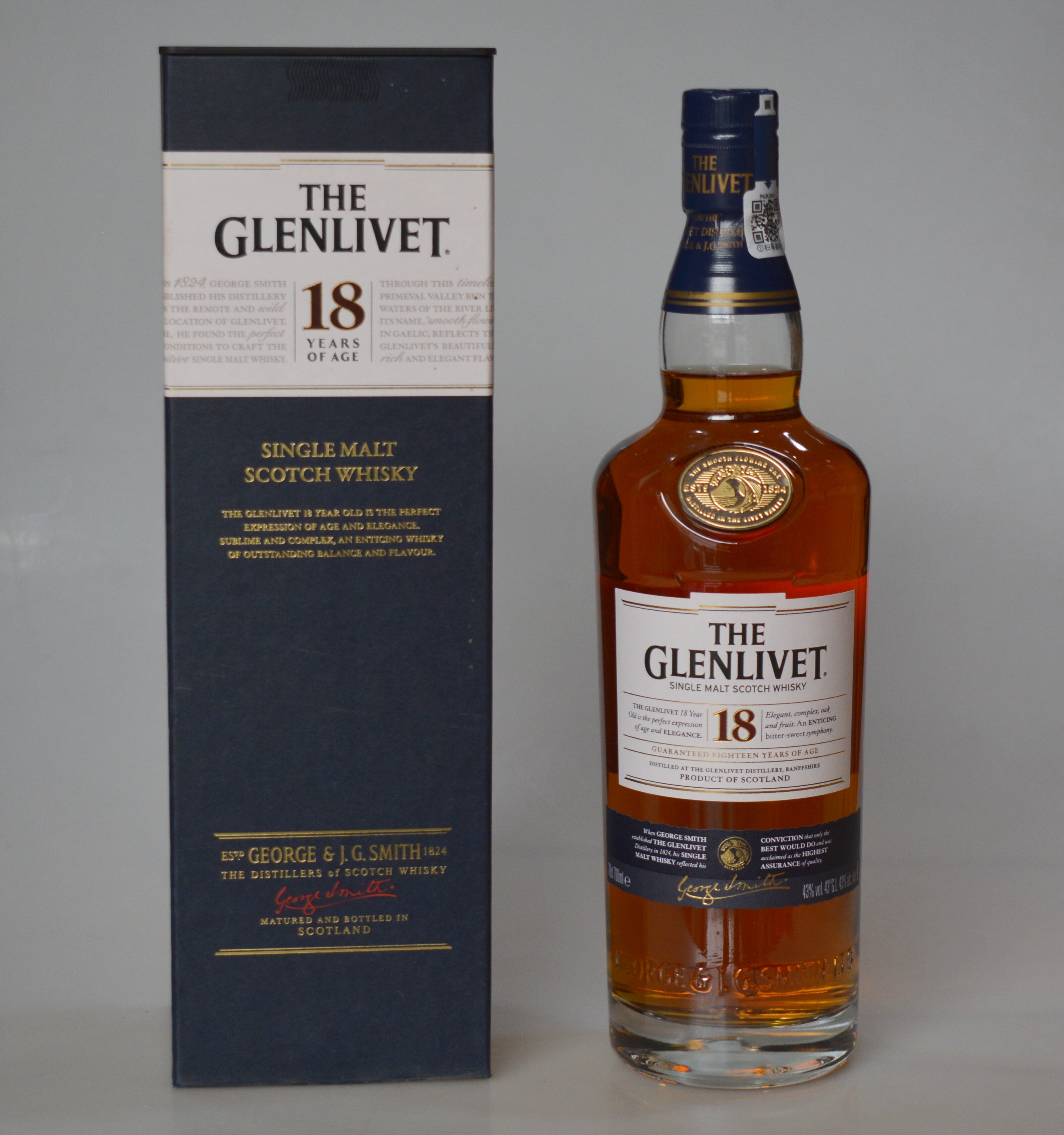 老洋酒收藏 英国格兰威特18年单一麦芽威士忌700ml旧版43度进口