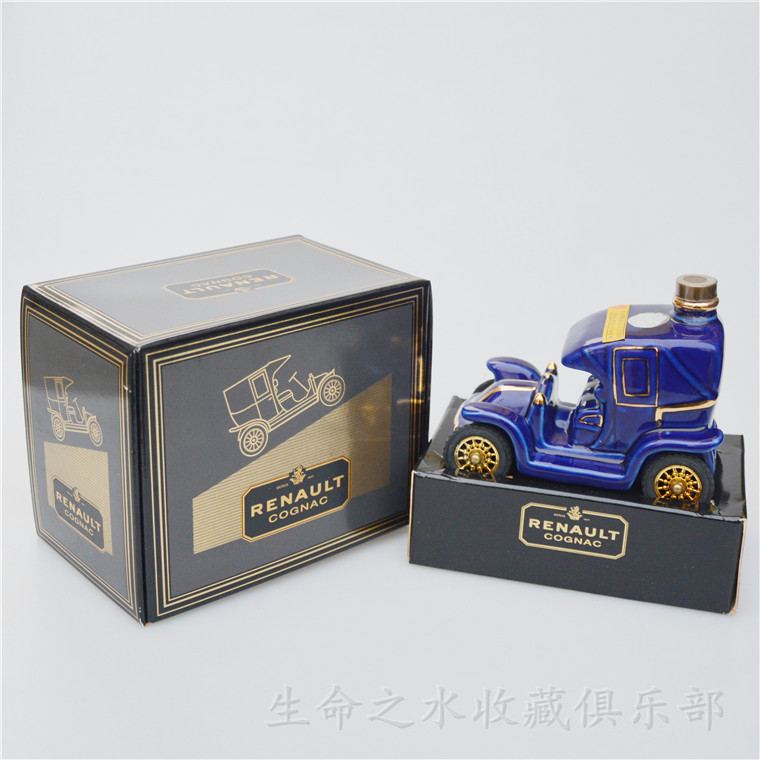 酒版收藏法国进口雷诺拿破仑干邑50ml小洋酒酒办老爷车造型蓝瓷瓶