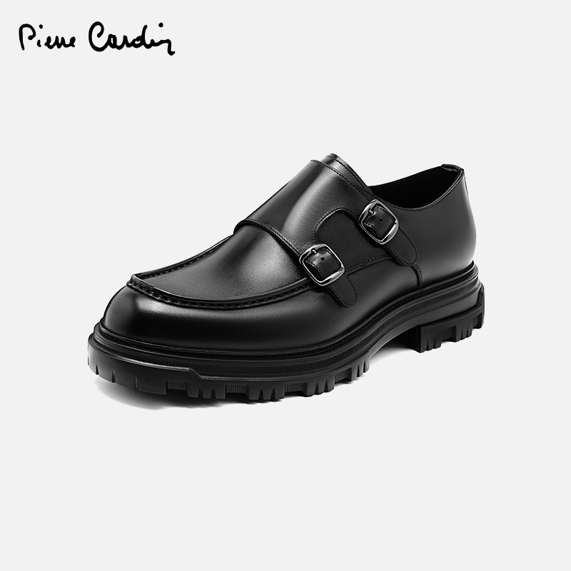 皮尔卡丹4Cm孟克鞋头层牛皮