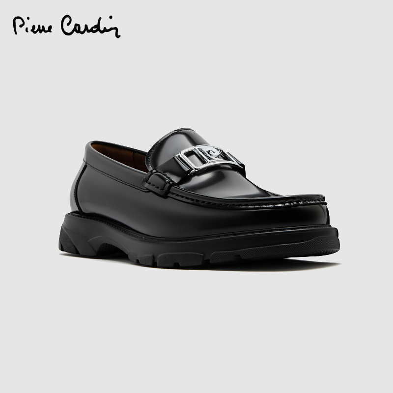 皮尔卡丹乐福鞋开边珠牛皮饰扣