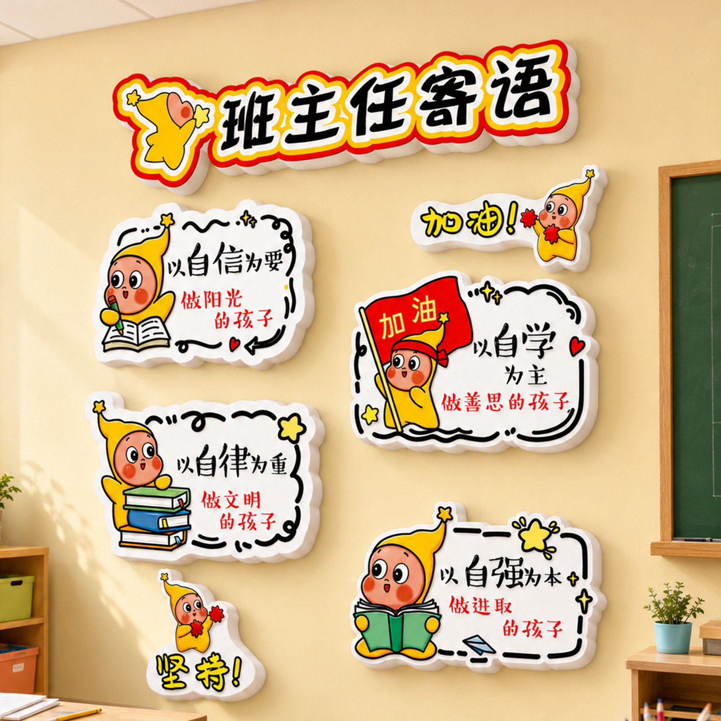 班主任寄语墙贴磁吸贴黑板报布置小学初中教室装饰班级公约文化墙