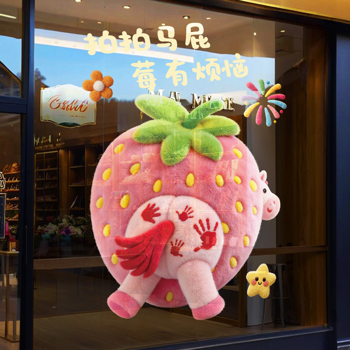 新年氛围布置装饰品奶茶蛋糕店橱窗窗花静电贴2026马年玻璃门贴纸,家居饰品,门贴,淘宝优惠券,粉丝福利购,淘宝优惠卷