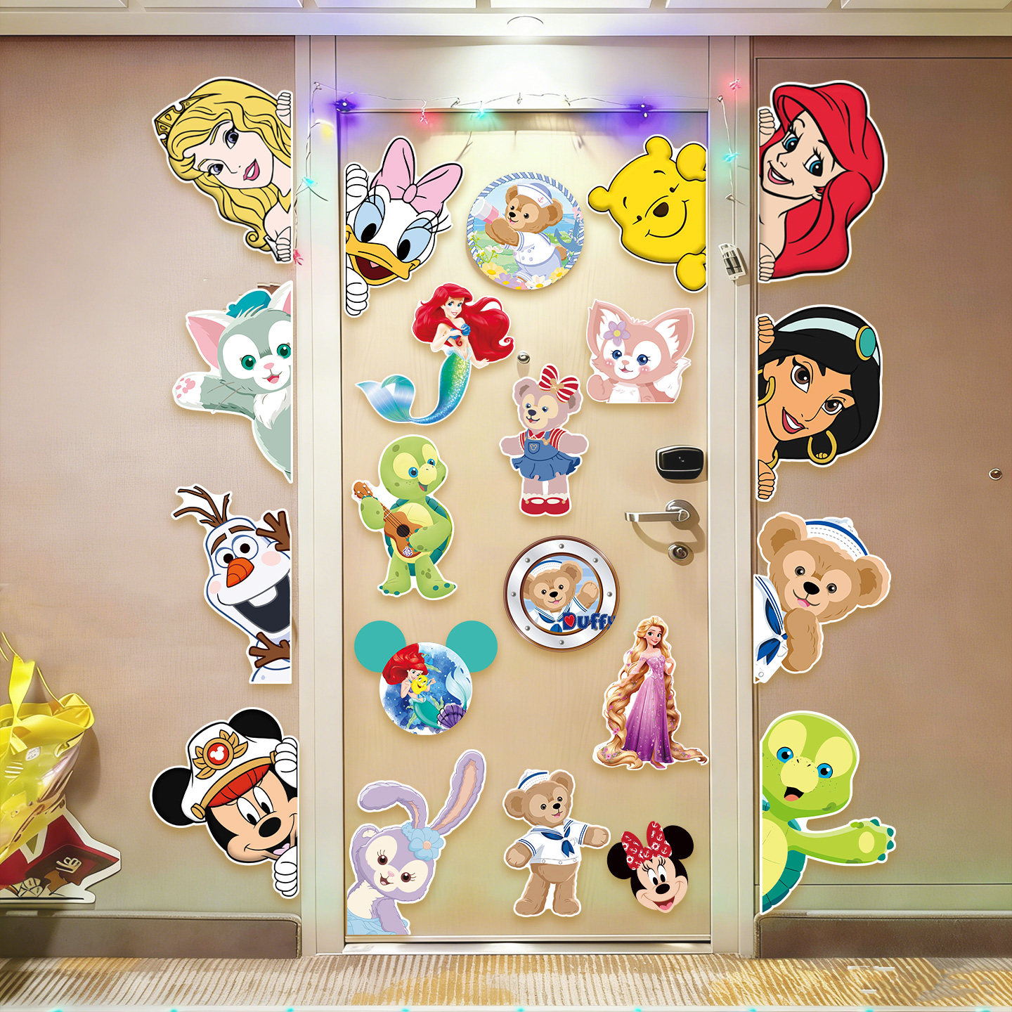 迪士尼游轮门贴装饰磁吸铁disney+magnet冰箱贴儿童房间遮丑补洞