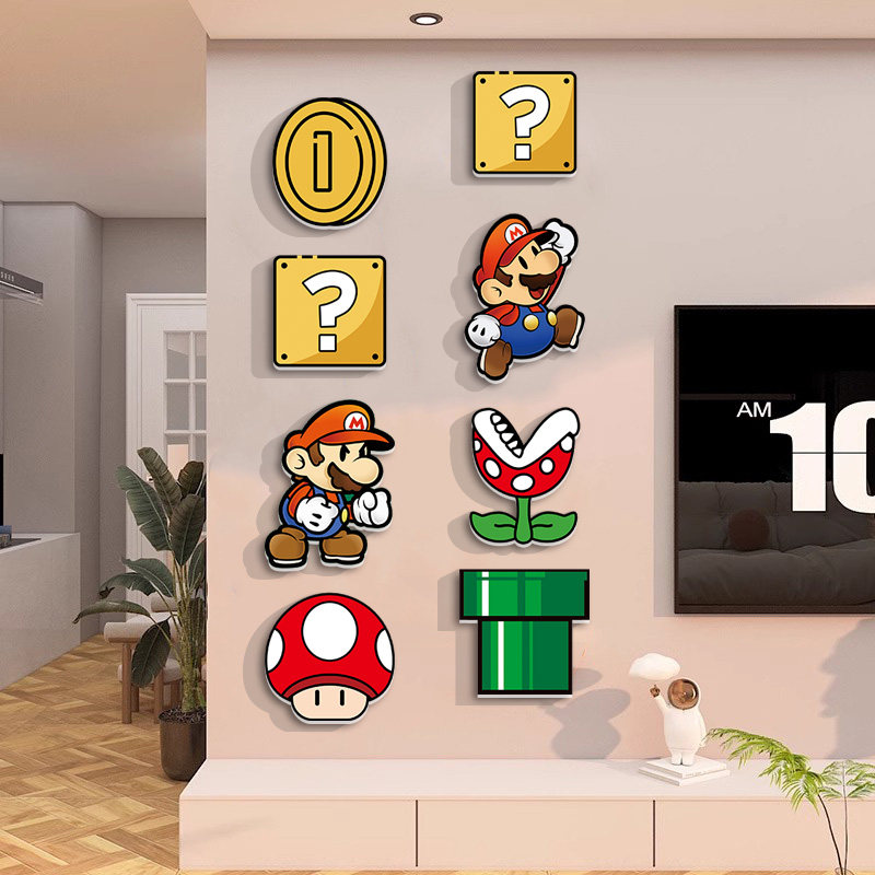 超级玛丽墙贴卧室客厅电视机背景墙装饰马里奥儿童房间布置门贴纸,家居饰品,软装墙贴,淘宝优惠券,粉丝福利购,淘宝优惠卷