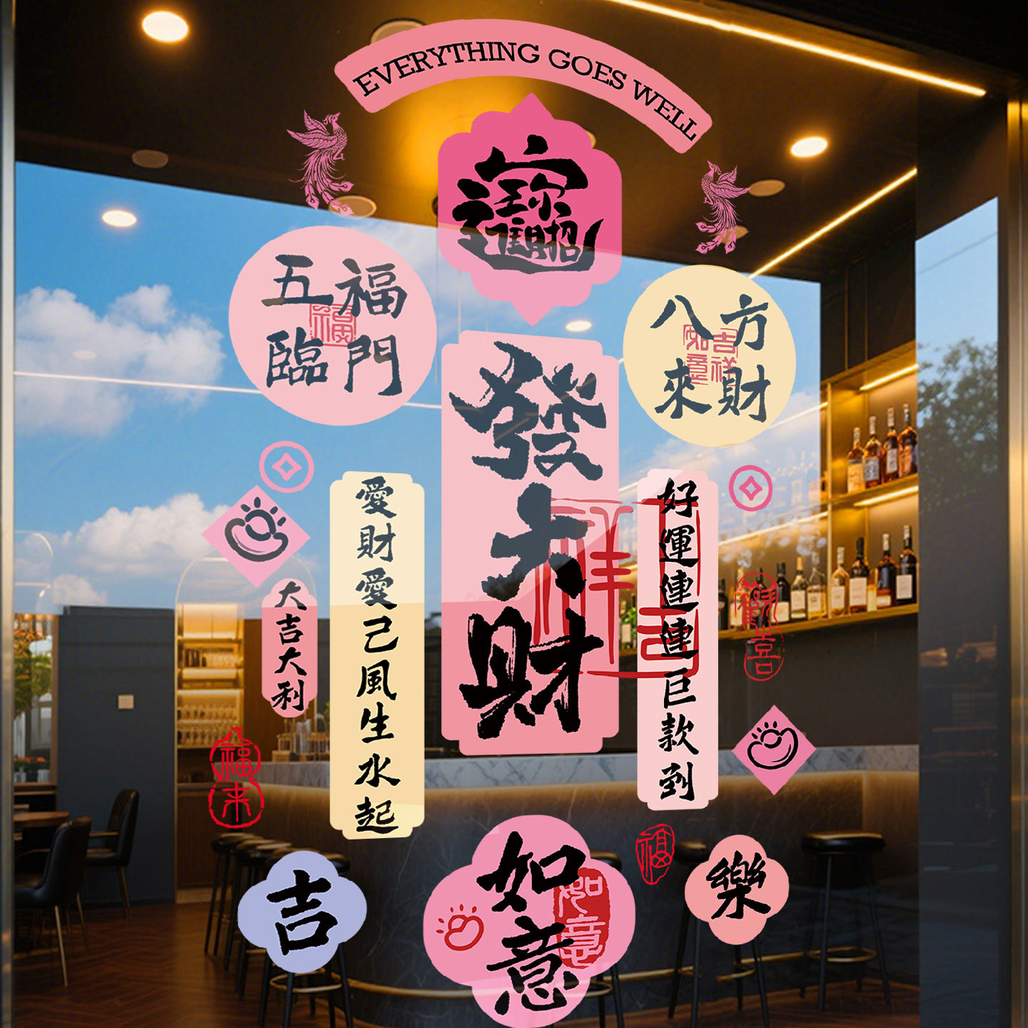 马年窗花2026新年装饰玻璃门贴纸美容院服装店橱窗贴过年氛围布置,家居饰品,门贴,淘宝优惠券,粉丝福利购,淘宝优惠卷