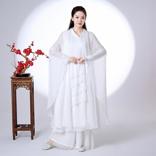 禅舞服外披中式复古禅意仙女古装外套广袖薄纱飘逸汉服仙气禅修服