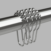 本色金色五珠浴帘金属挂钩浴帘环门帘窗帘扣环圈环一套12只装