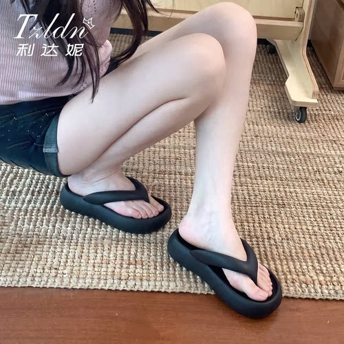利达妮4CM增高海边防滑人字拖女