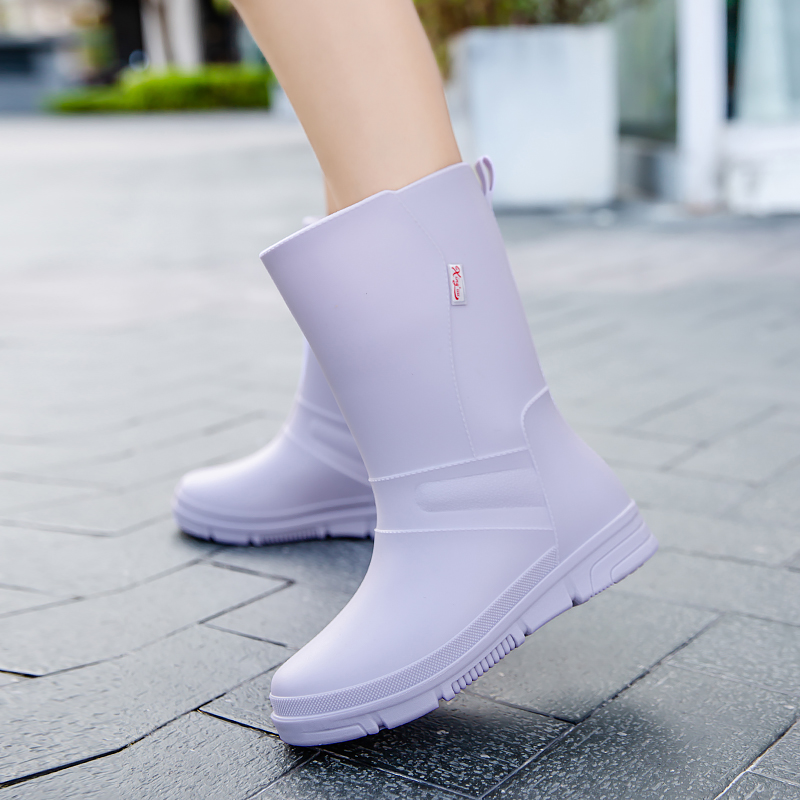 夏季紫色时尚外穿雨鞋水鞋雨靴