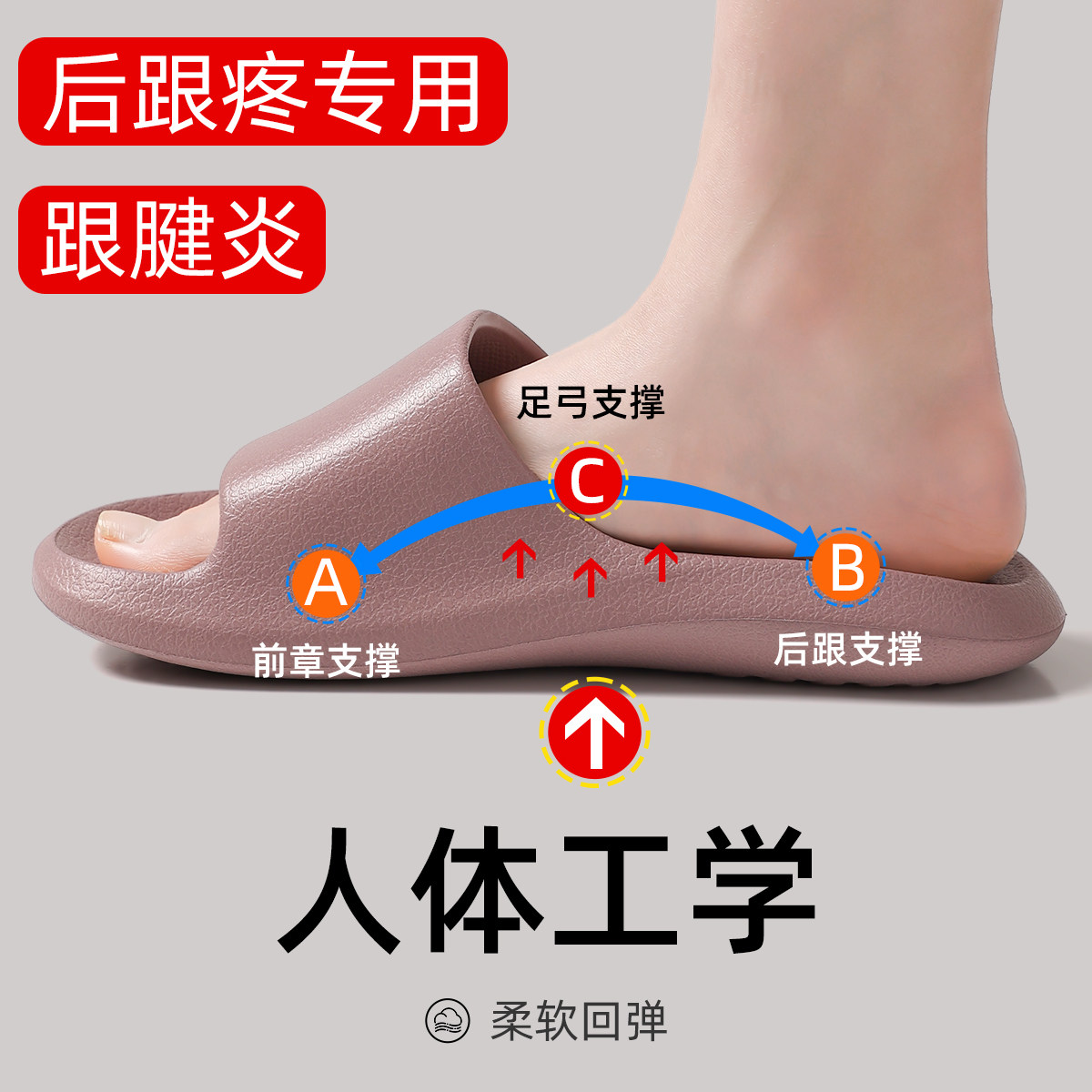 足弓支撑拖鞋女夏季扁平足室内家居浴室防滑静音洗澡白色凉拖鞋男