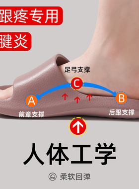 足弓支撑拖鞋女夏季扁平足室内家居浴室防滑静音洗澡白色凉拖鞋男