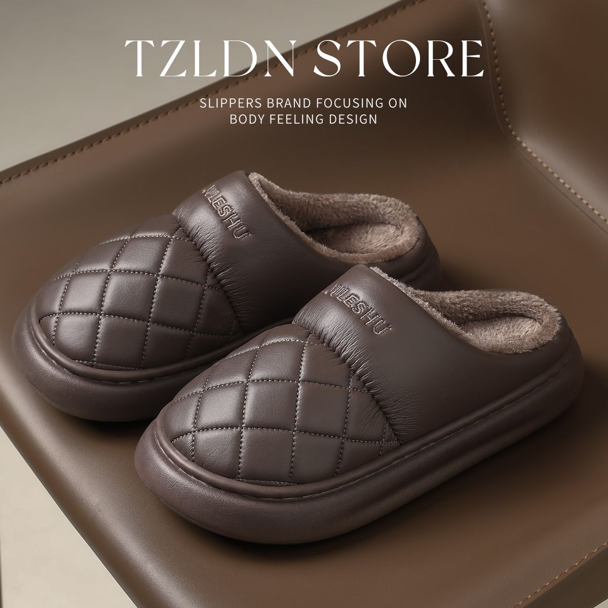 皮棉拖鞋男冬季外穿2024新款