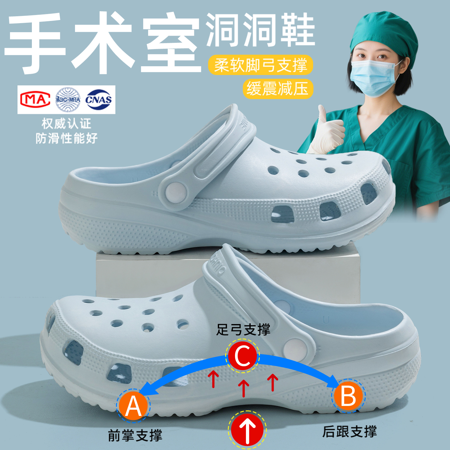 医用手术室拖鞋女防滑防臭洞洞鞋