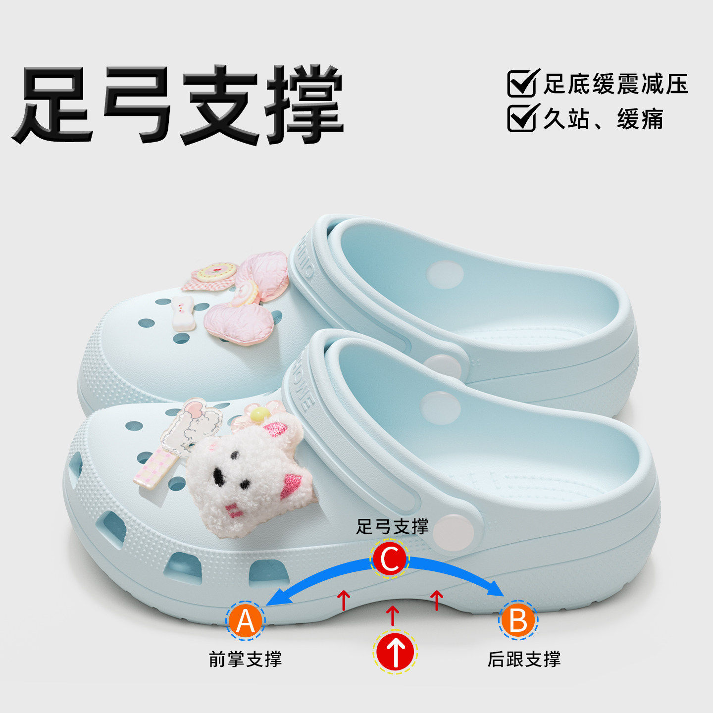 利达妮孕妇防滑洞洞鞋女夏新款外穿EVA防臭沙滩鞋有足弓支撑拖鞋