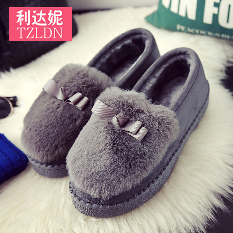 Female winter package with cotton slippers Habitat home warm month of heavy-bottomed shoes casual indoor plush slippers winter slip