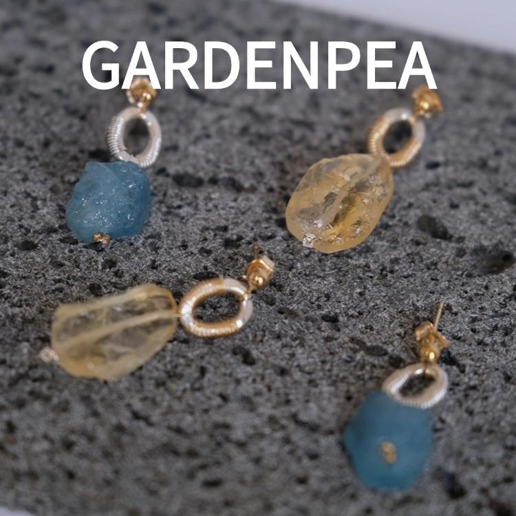 gardenpea原创手作天然石海蓝石半宝石耳饰女简约灵动高级感耳钉