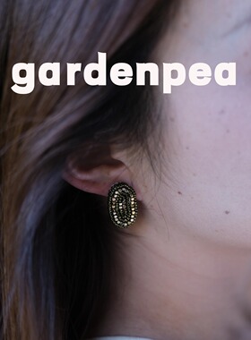 gardenpea原创手作野苔刺绣椭圆形耳饰女复古简约高级感耳钉耳夹