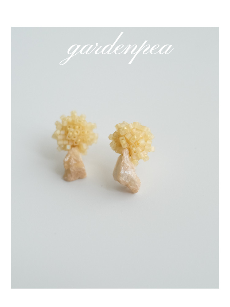 gardenpea原创手作矿石清新日系简约耳饰女小众设计感925耳钉耳夹