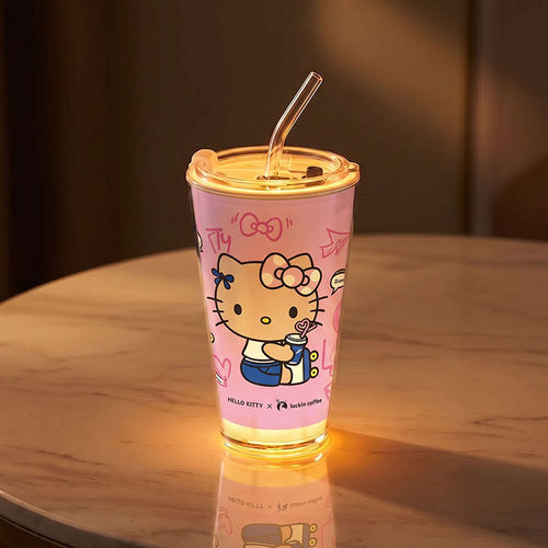 瑞幸联名hello kitty PP杯改造套装耐高温玻璃内胆盖子亚克力外壳