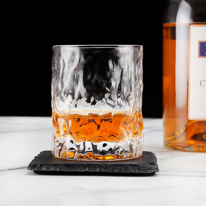 日式威士忌酒杯创意树纹家用水晶玻璃水杯个性复古锤纹欧式洋酒杯