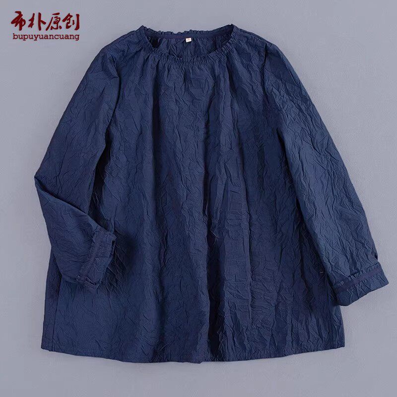 文艺百搭休闲褶皱套头衫