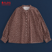 布朴壹旧2026春季 立领衬衫 新款 文艺咖色米波点棉柔软灯芯绒轻中式