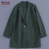 布朴壹旧2026春季 风衣女外套 中款 文艺军绿高密帆布西装 领帅气工装