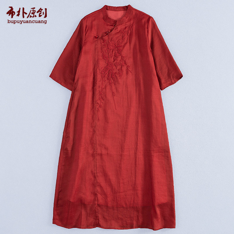 文艺百搭中式刺绣连衣裙