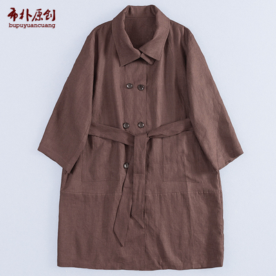 亚麻百搭休闲风衣中长款