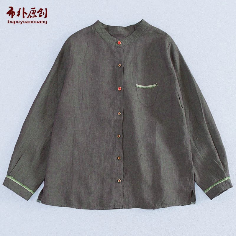 长袖衬衣百搭休闲麻开衫