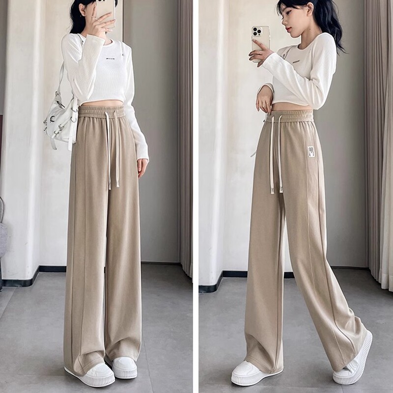 秋冬直筒阔腿裤休闲裤女加绒加厚