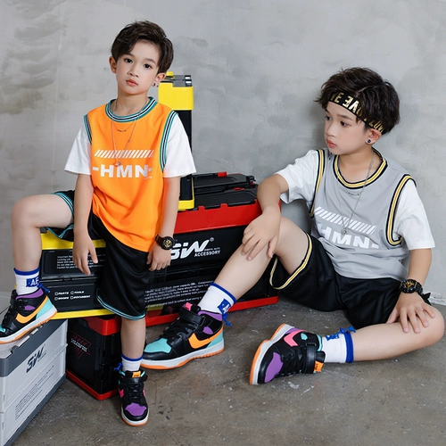 Спортивный костюм, детский комплект для мальчиков для школьников, подходит для подростков, короткий рукав