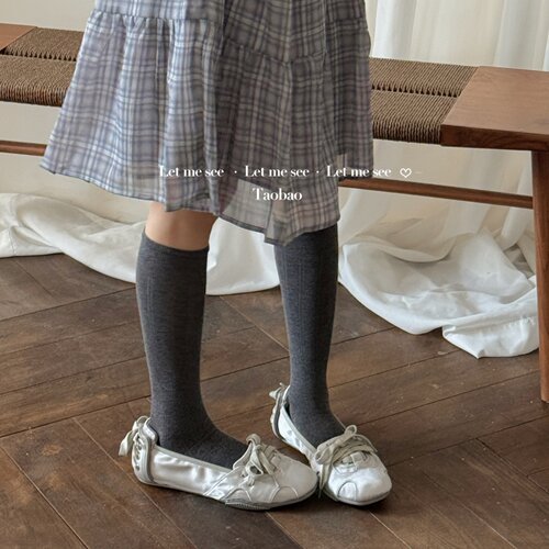 LET ME SEE 小腿袜子女款夏季薄款纯色堆堆袜配裙子中筒袜夏天